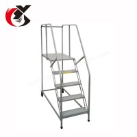 ss aircraft tanker stage trolley step wheel ladder with best price,mobile aluminum roll ladder with platform